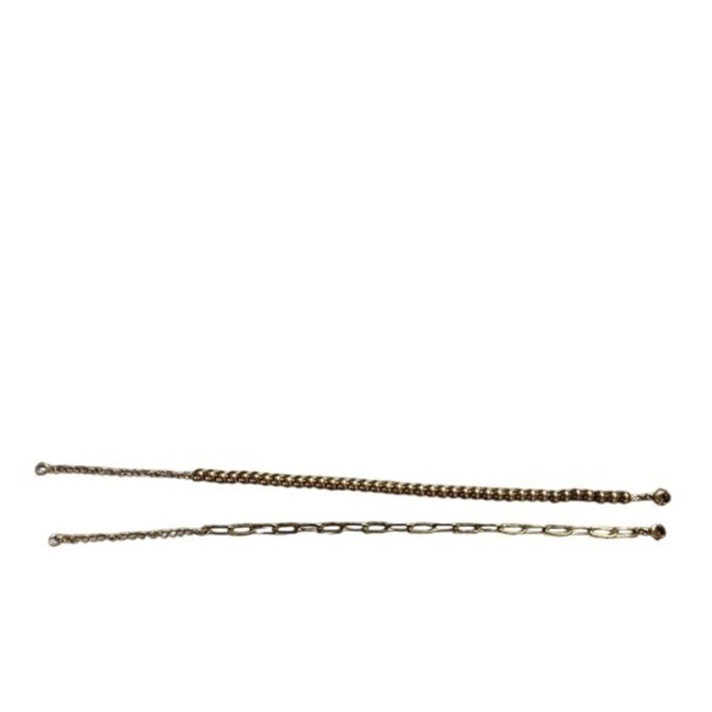 18K Gold Plated Stainless Steel Paperclip & Beaded Bracelet Set 2pc - Picture 4 of 5